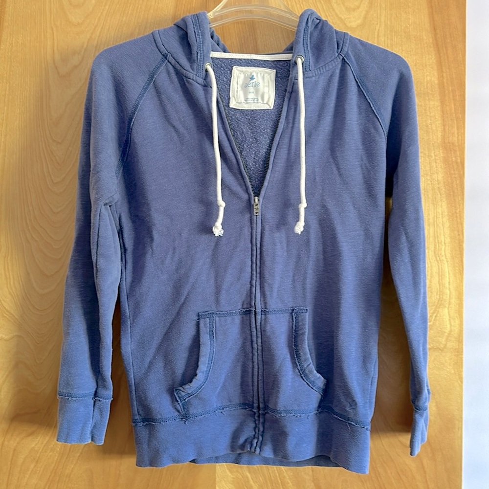 Aerie dusty blue zip up hoodie